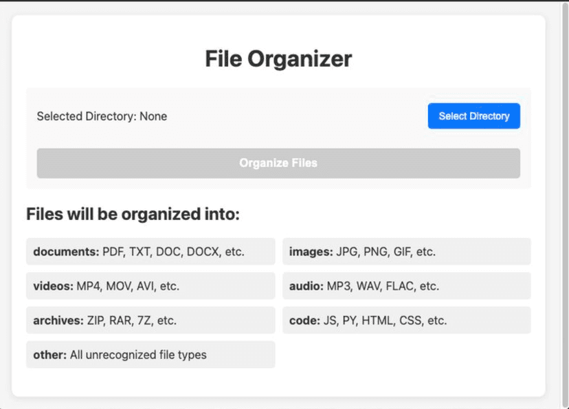 File organizer - A file organizer app only for mac